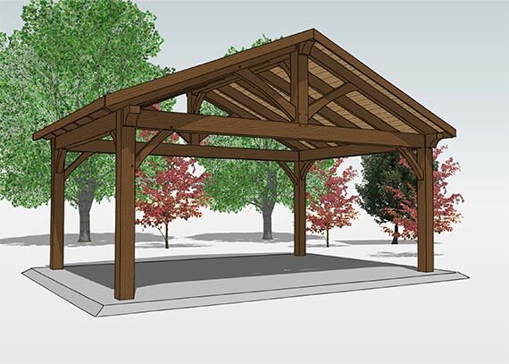 Kawartha timber gazebo with open-air design and decorative beams